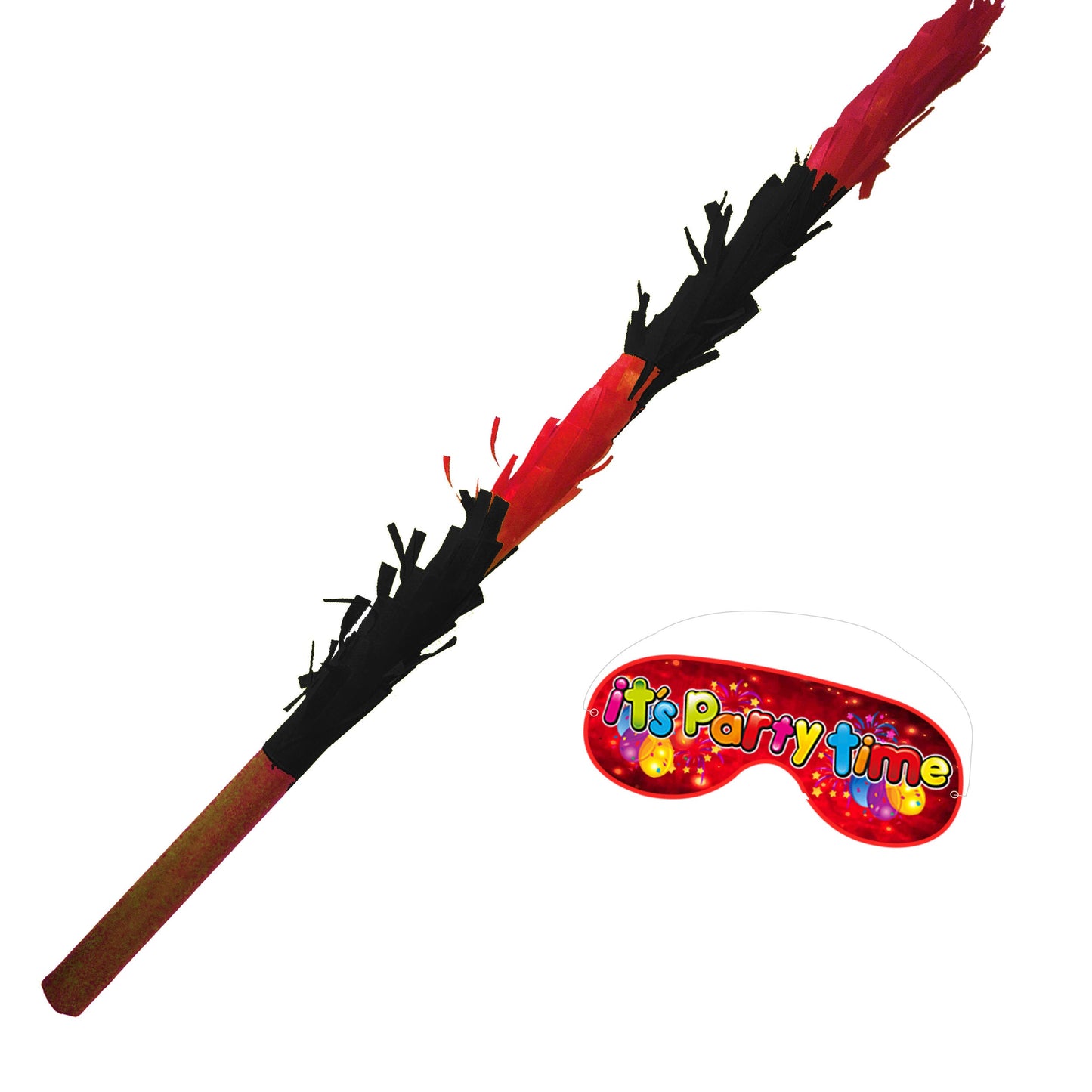 Red & Black Piñata Stick with Blindfold, 50cm Party Game