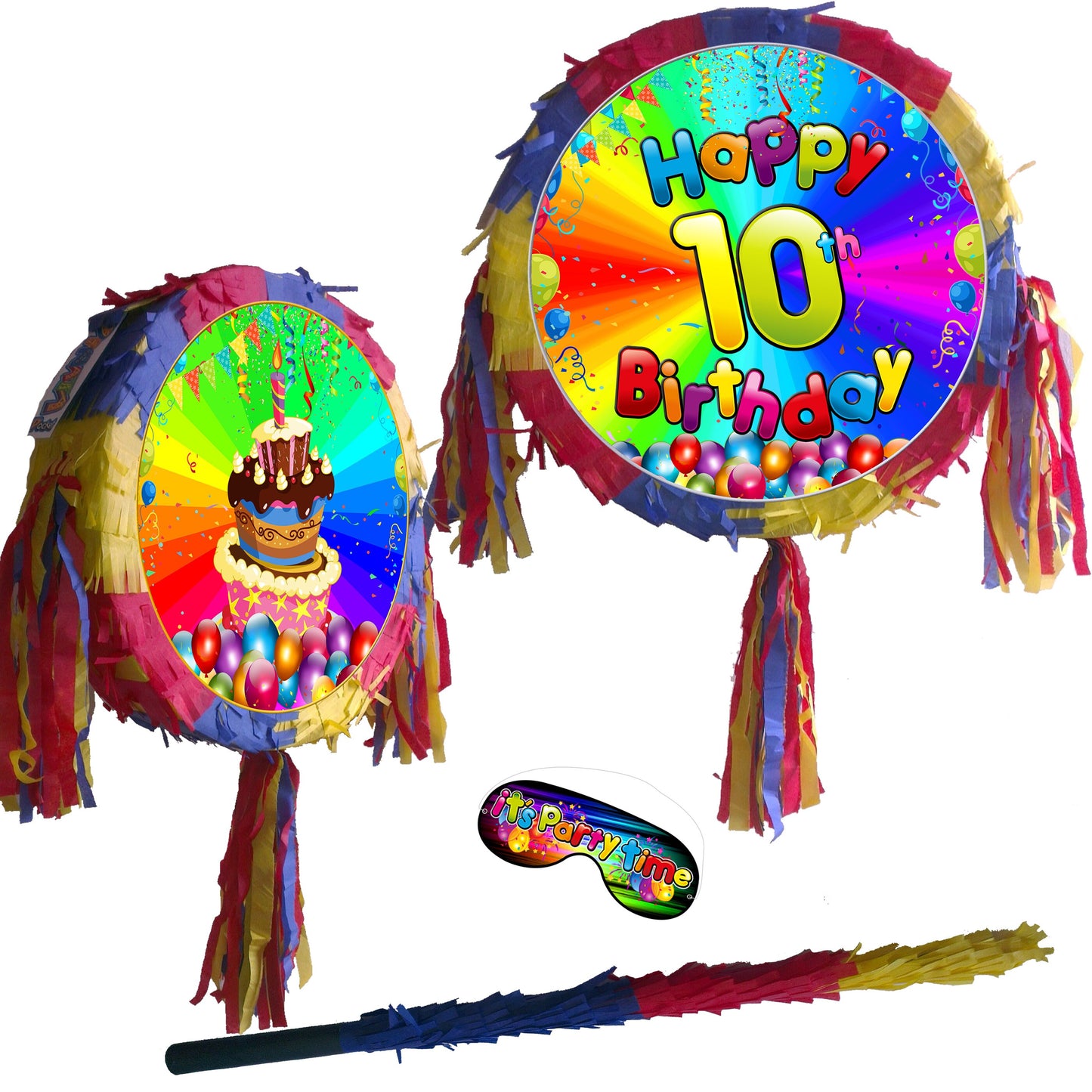 Number Birthday Piñata with Stick & Blindfold, Party Game (UK)