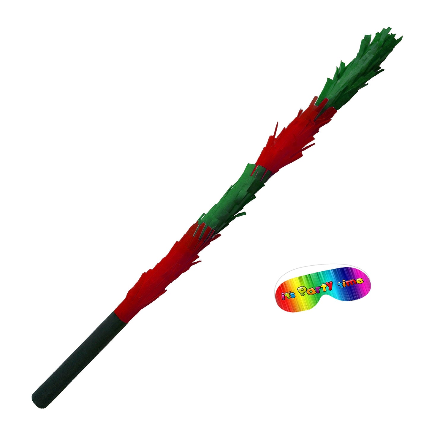 Piñata Stick with Blindfold, Red & Green Smashing Bat
