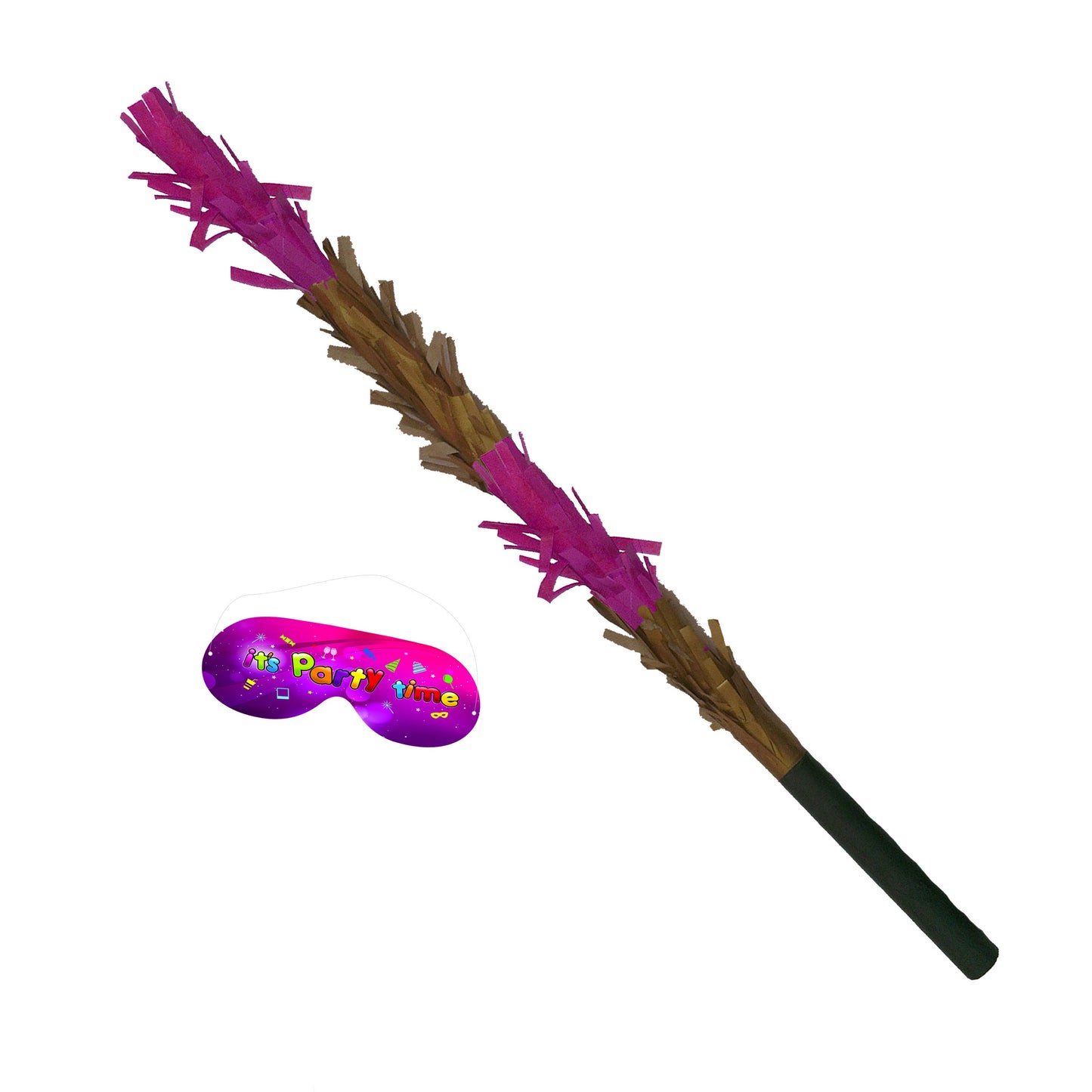 Pink & Metallic Piñata Stick with Blindfold, Kids Party Game