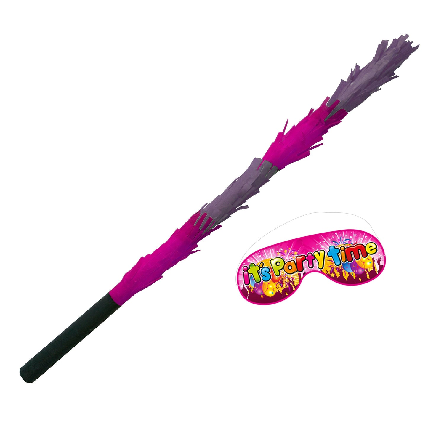 Pink & Purple Pinata Stick with Matching Blindfold
