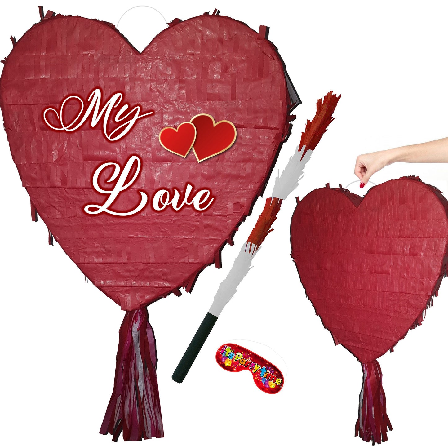 Large Red Heart Pinata with Buster Stick, Party Game
