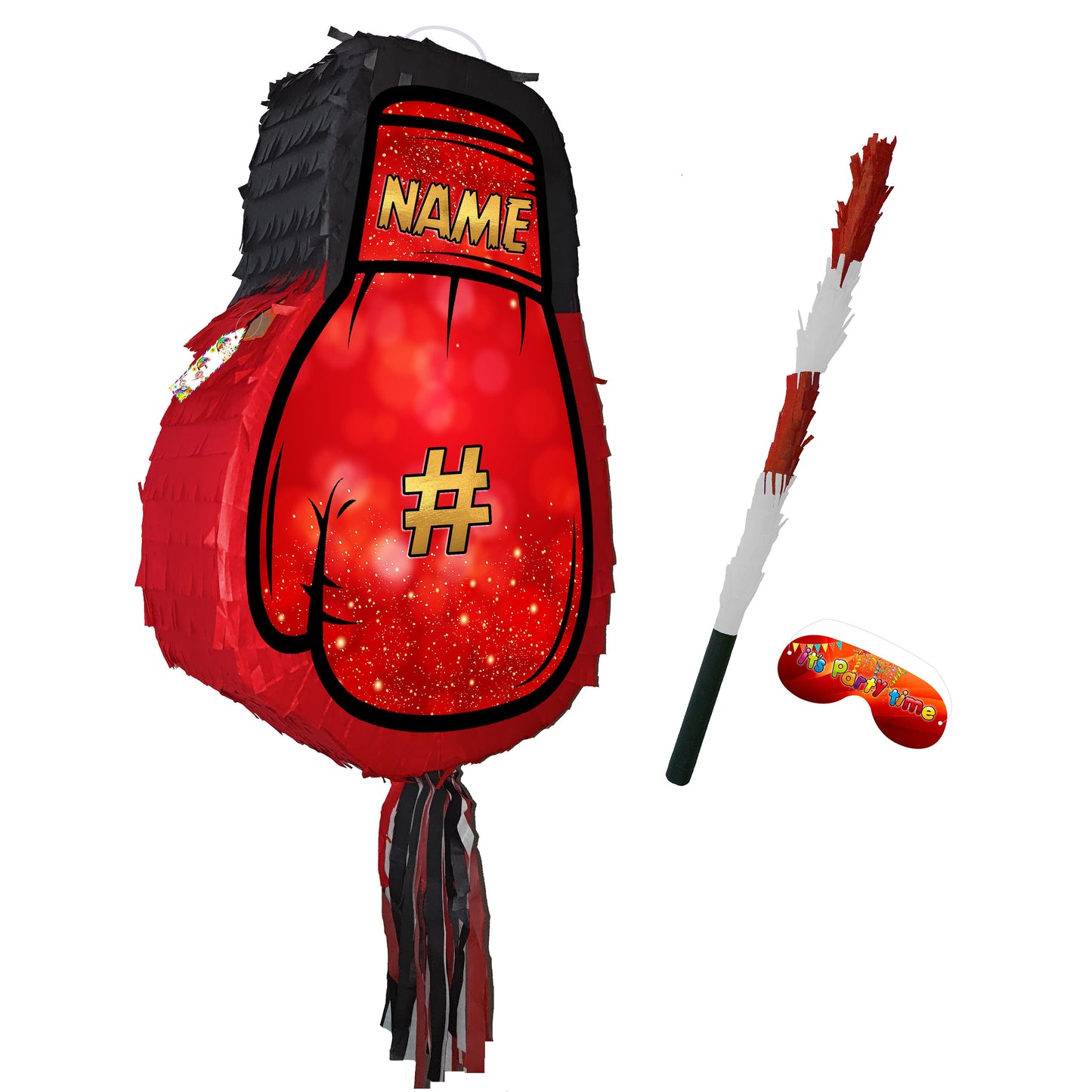 Boxing Glove Pinata: Personalized Party Theme with Stick & Blindfold