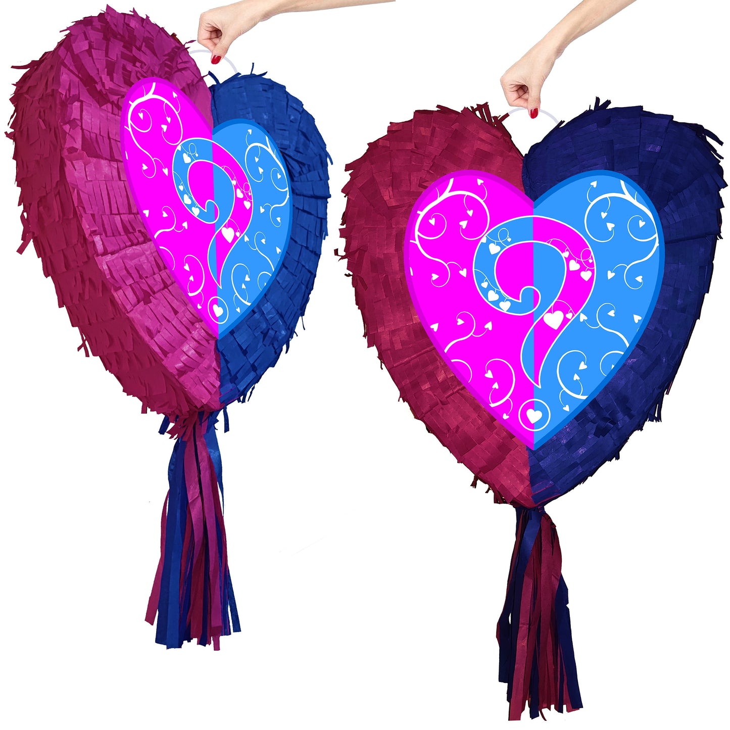Gender Reveal Heart Pinata with Stick & Blindfold