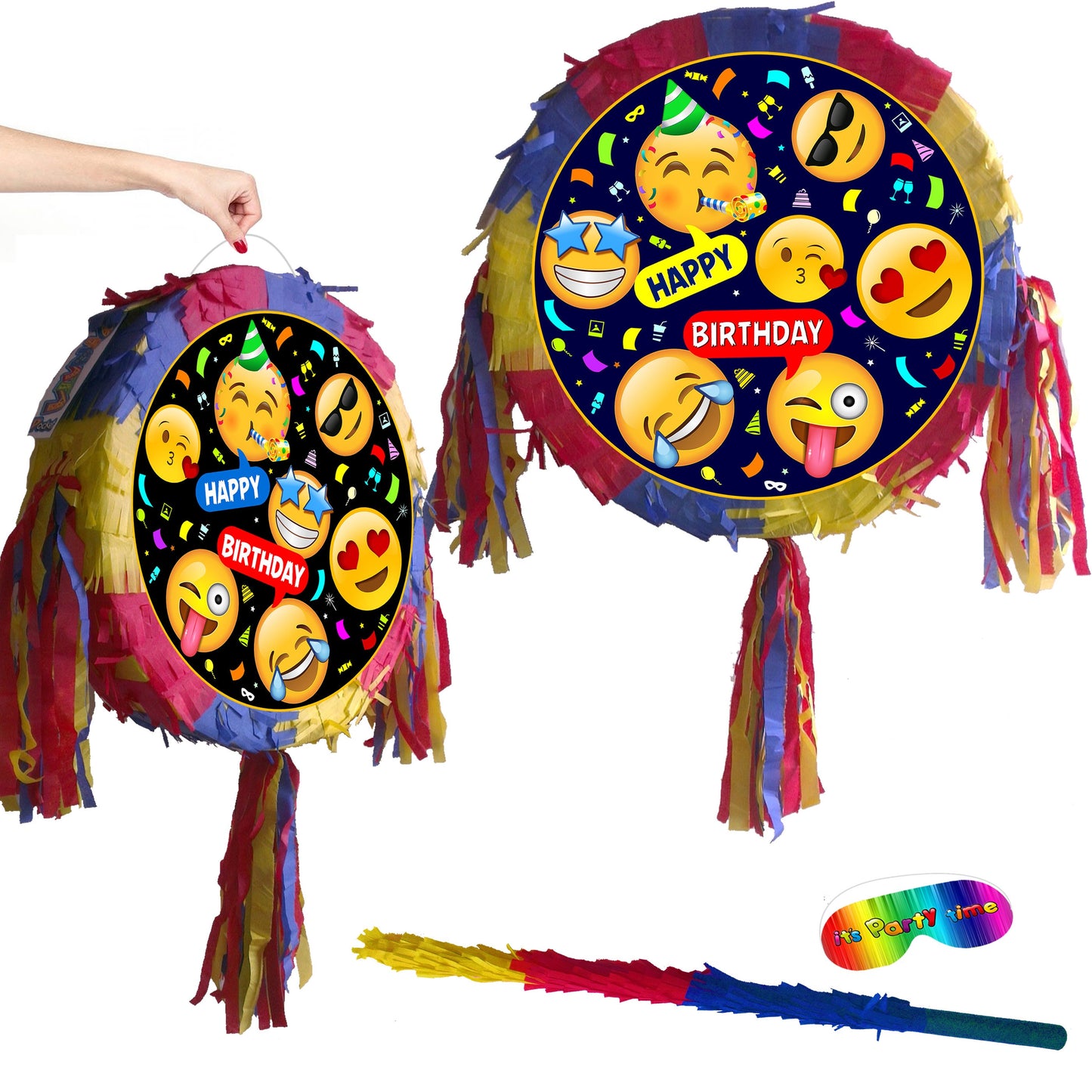 Emoji Birthday Pinata with Stick & Blindfold