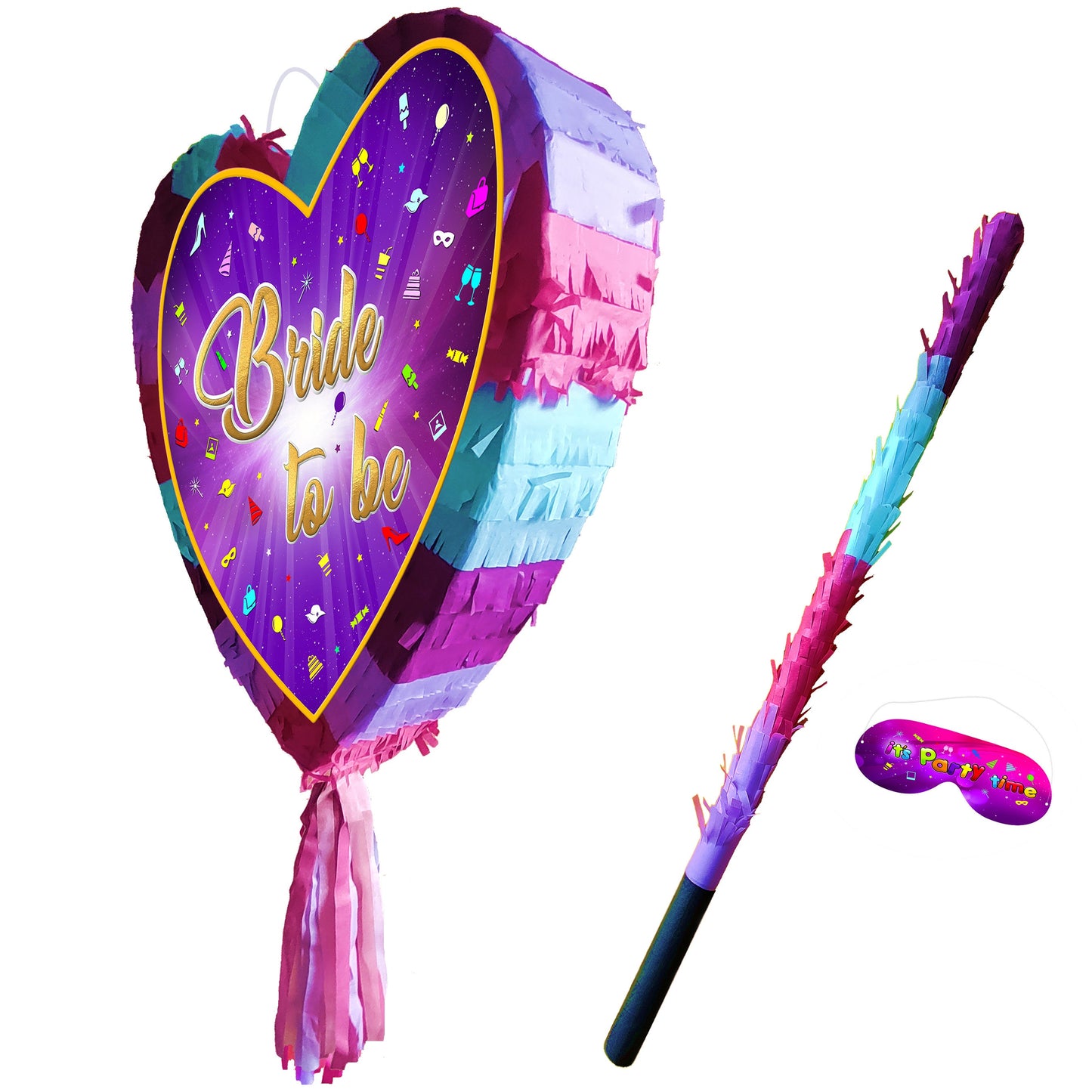 Bride To Be Heart Pinata with Stick & Blindfold, Hen Party Game