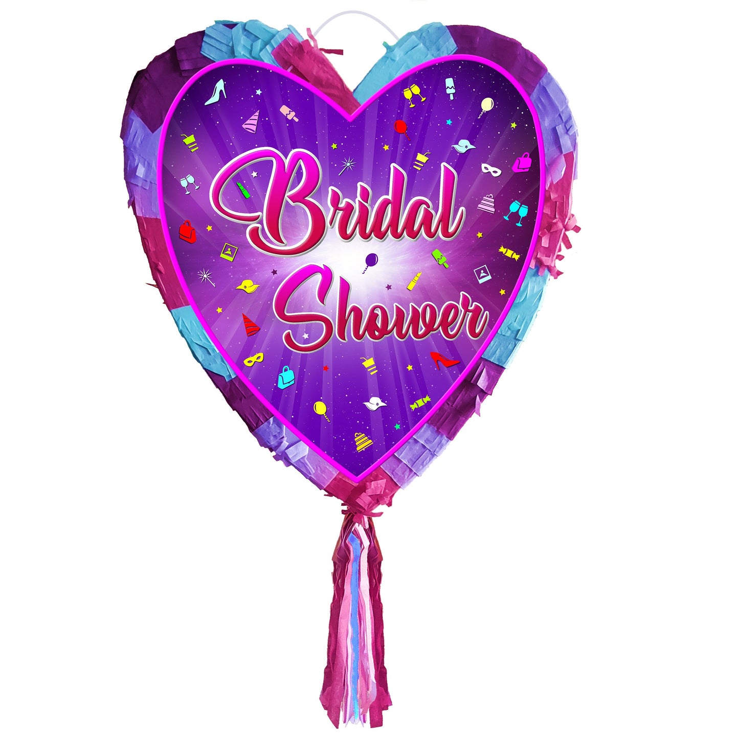 Heart Bridal Shower Pinata with Stick & Blindfold, Party Game