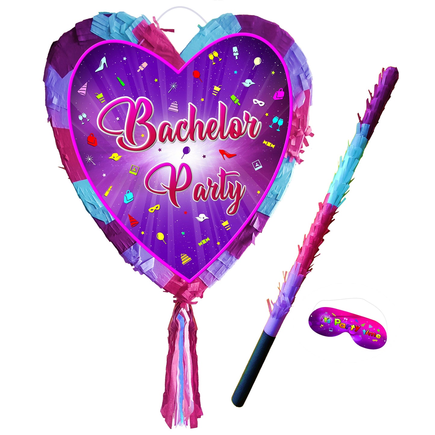 Heart Bachelor Party Pinata with Stick & Blindfold