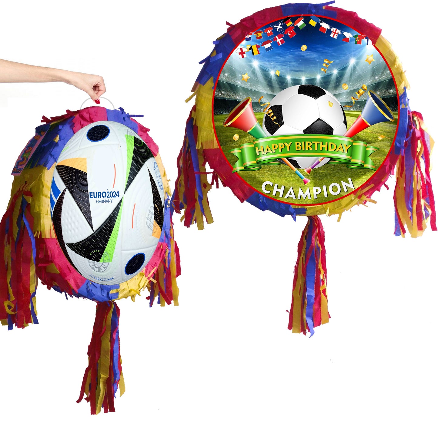 Football Birthday Party Pinata with Stick & Blindfold
