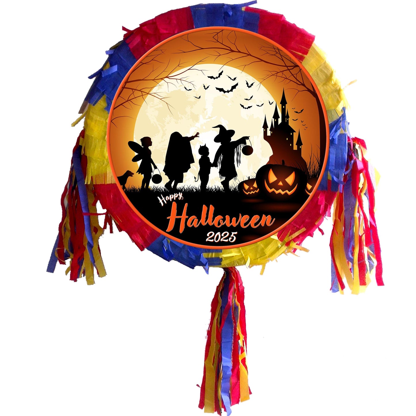 Halloween Pumpkin Piñata Set, Stick & Blindfold, Kids Party Game