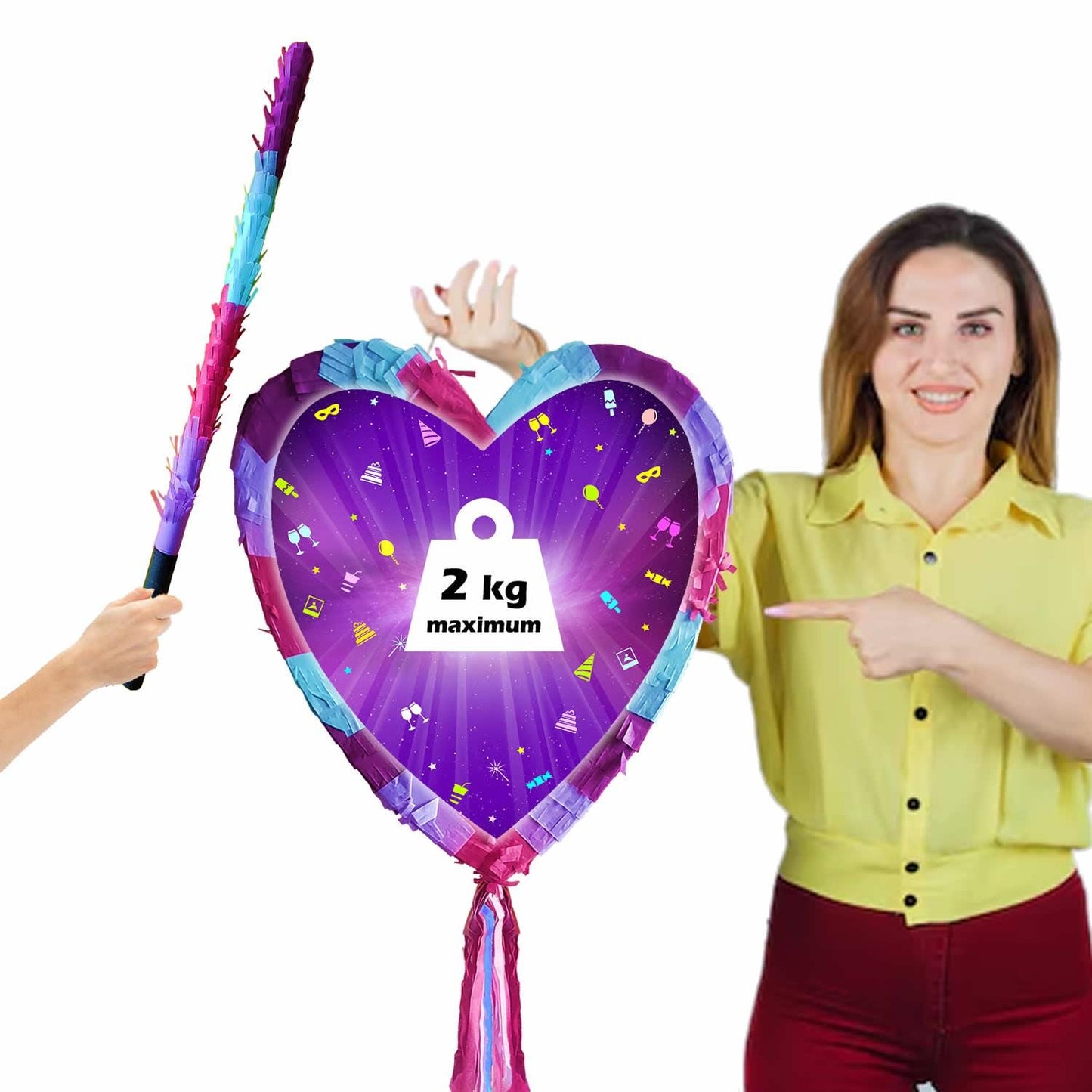 Baby Shower Pinata with stick heart theme supplies Smash Game oh baby celebrate fun enjoy guess the gender boy girl mother to be kid girl UK
