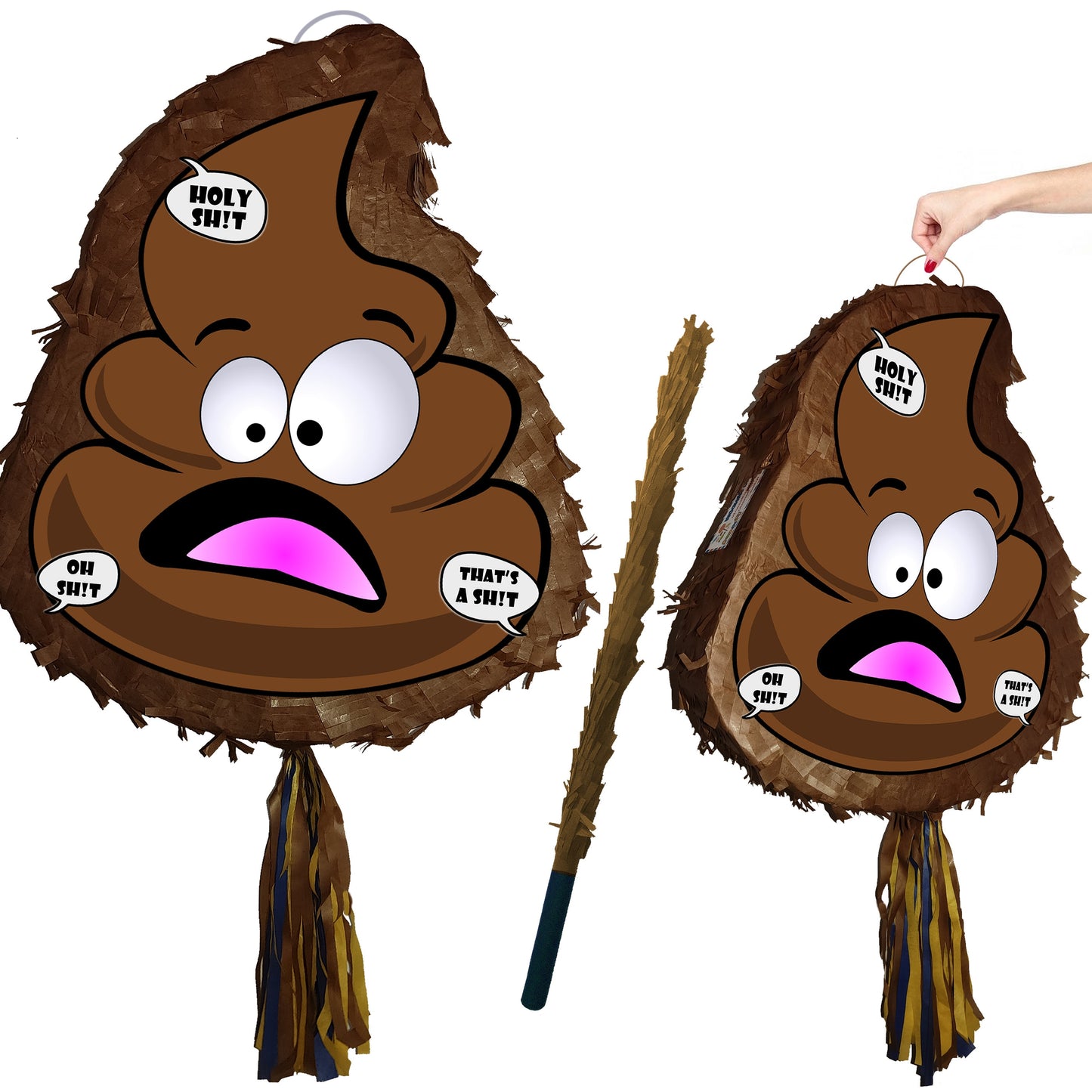 Emoji Poop Pinata with Stick & Blindfold, Funny Party Game