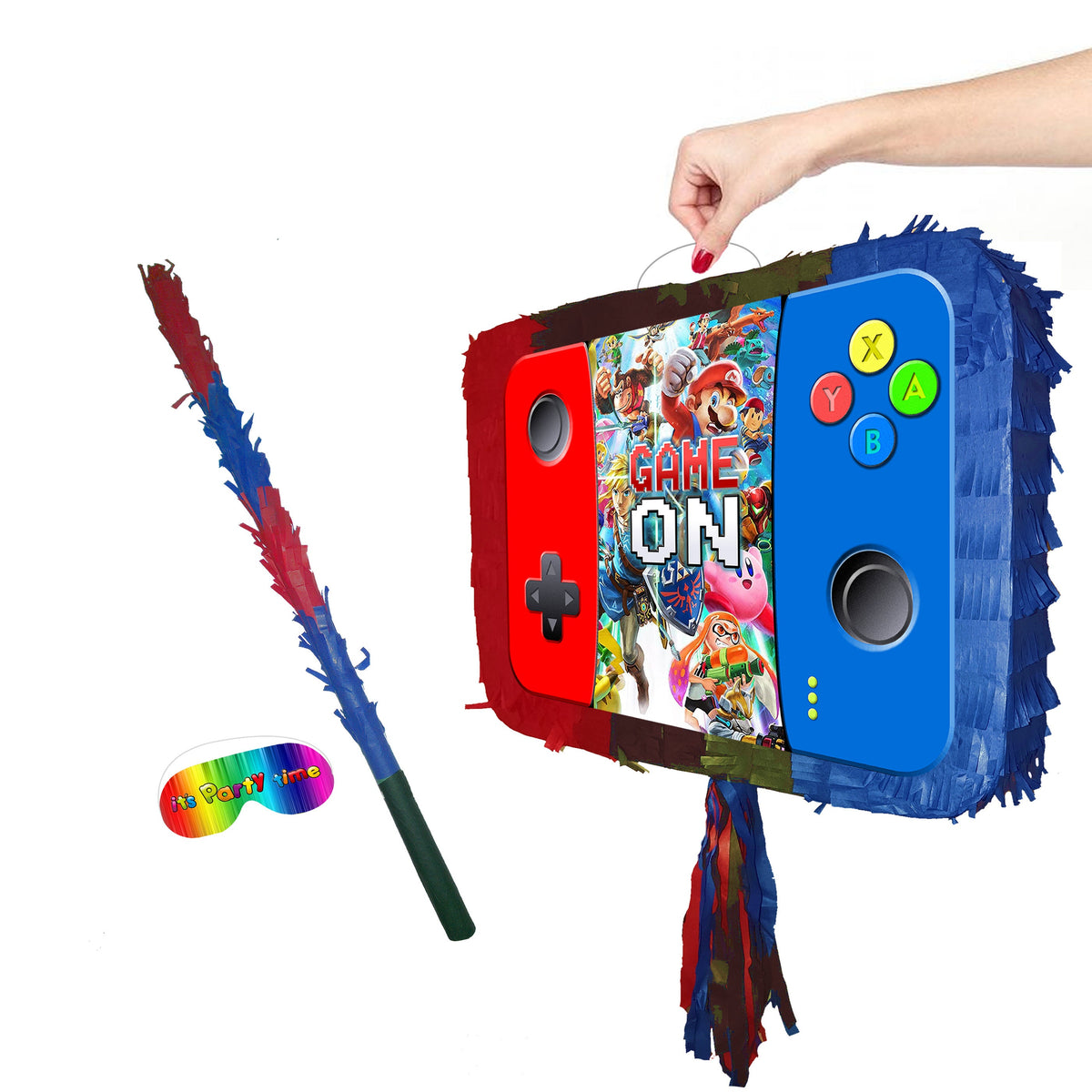 Switch Controller Pinata with Stick & Blindfold, Gamer Birthday Party