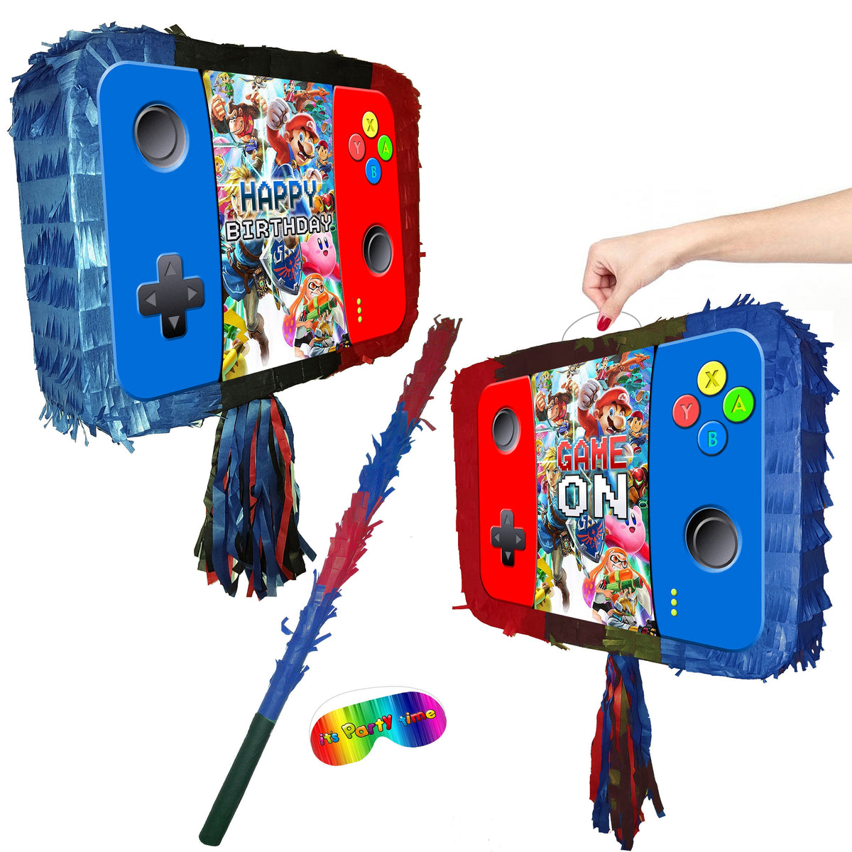 Switch Controller Pinata with Stick & Blindfold, Gamer Birthday Party