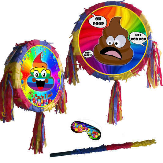 Poop Emoji Pinata with Stick & Blindfold, Birthday Party Game
