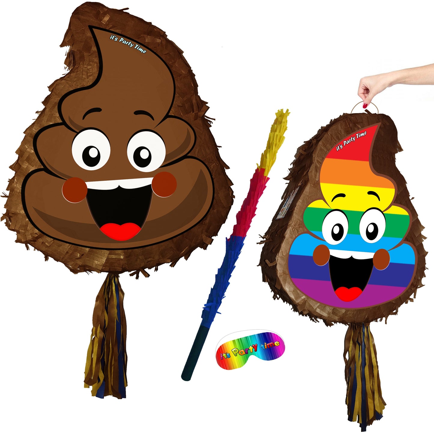 Poop Emoji Pinata with Stick & Blindfold
