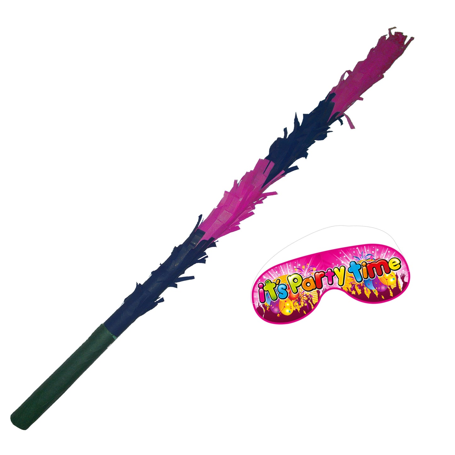 Pink & Black Piñata Stick with Matching Blindfold