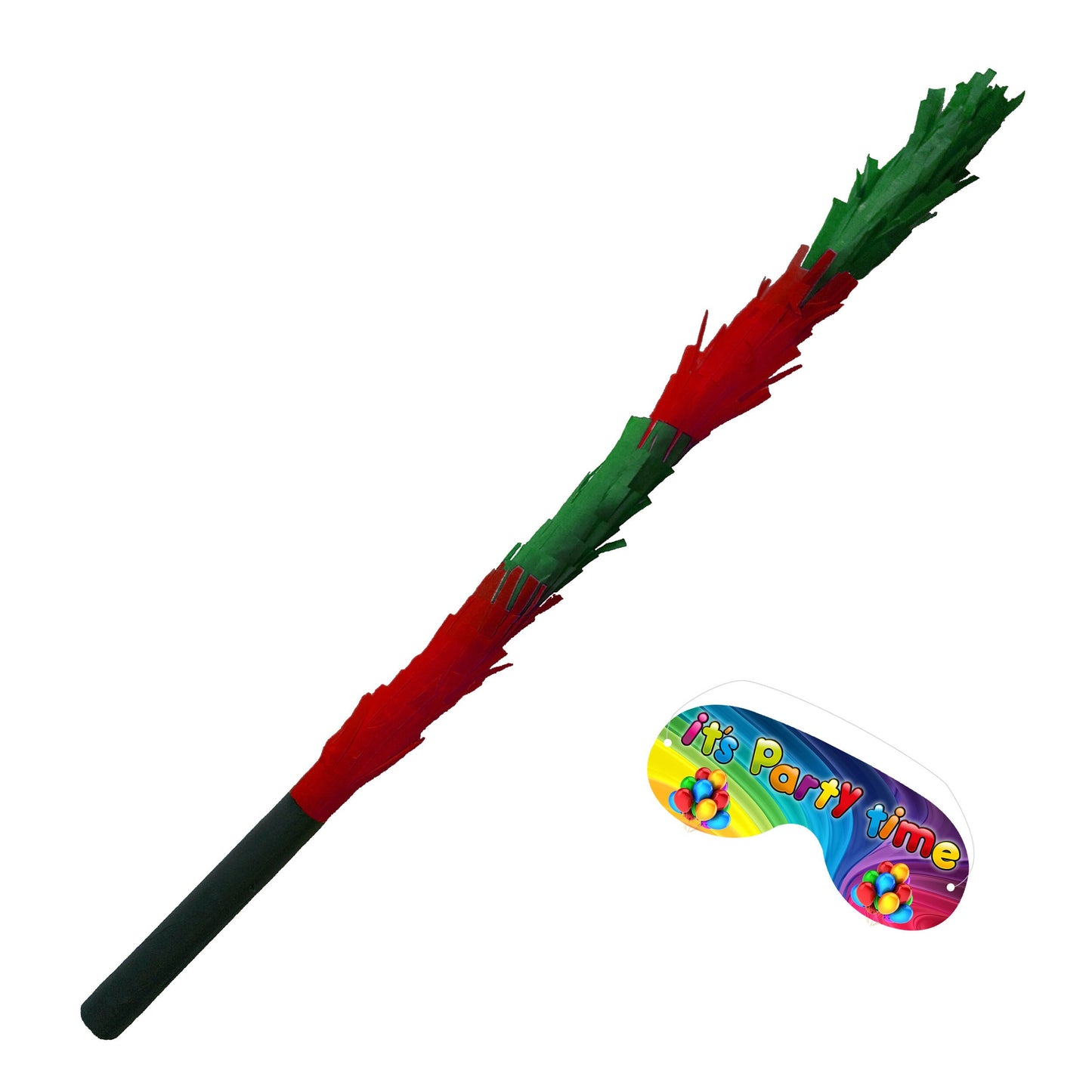 Piñata Stick with Blindfold, Red & Green Smashing Bat