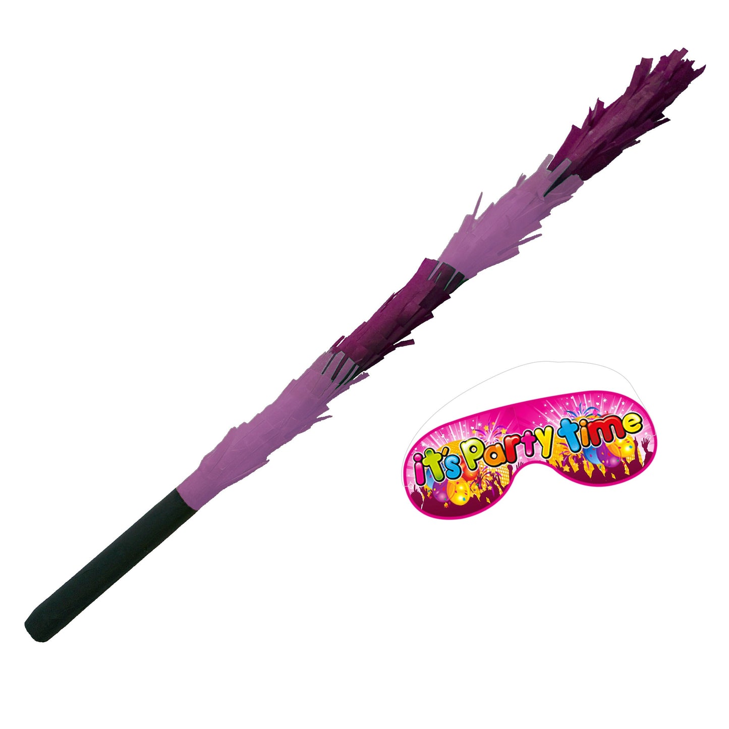 Purple Piñata Stick with Blindfold: 50cm Party Game Bat