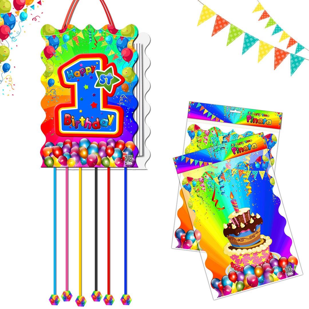 First Birthday Pull String Pinata: Kids Party Game
