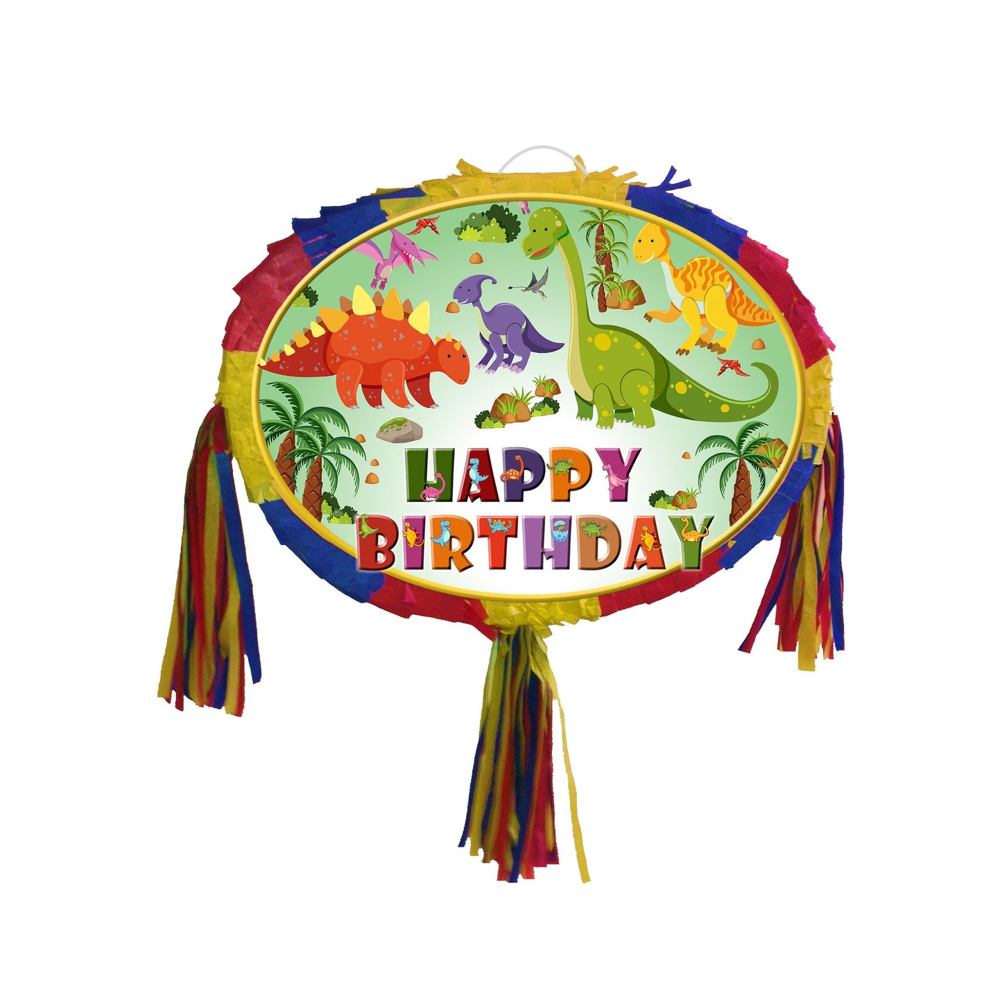 Dinosaur Birthday Pinata with Stick & Blindfold