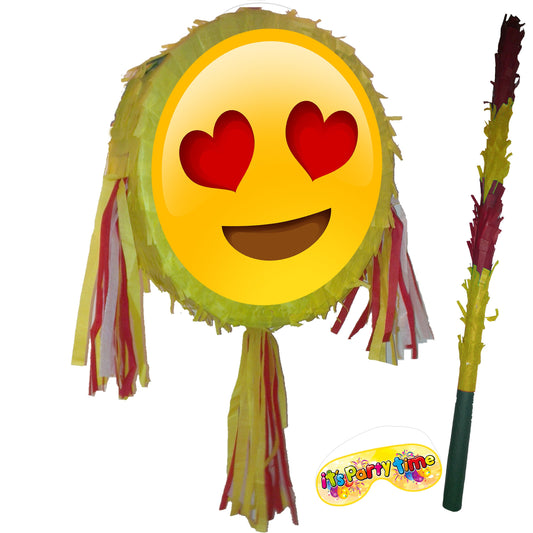 Heart Eyes Emoji Pinata with Stick & Blindfold, Party Game