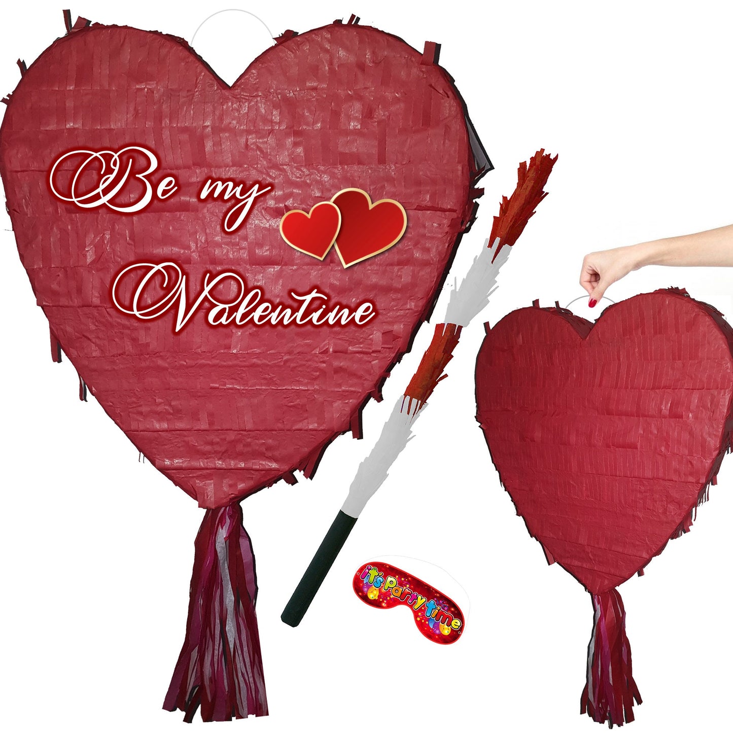 Large Red Heart Pinata with Buster Stick, Party Game