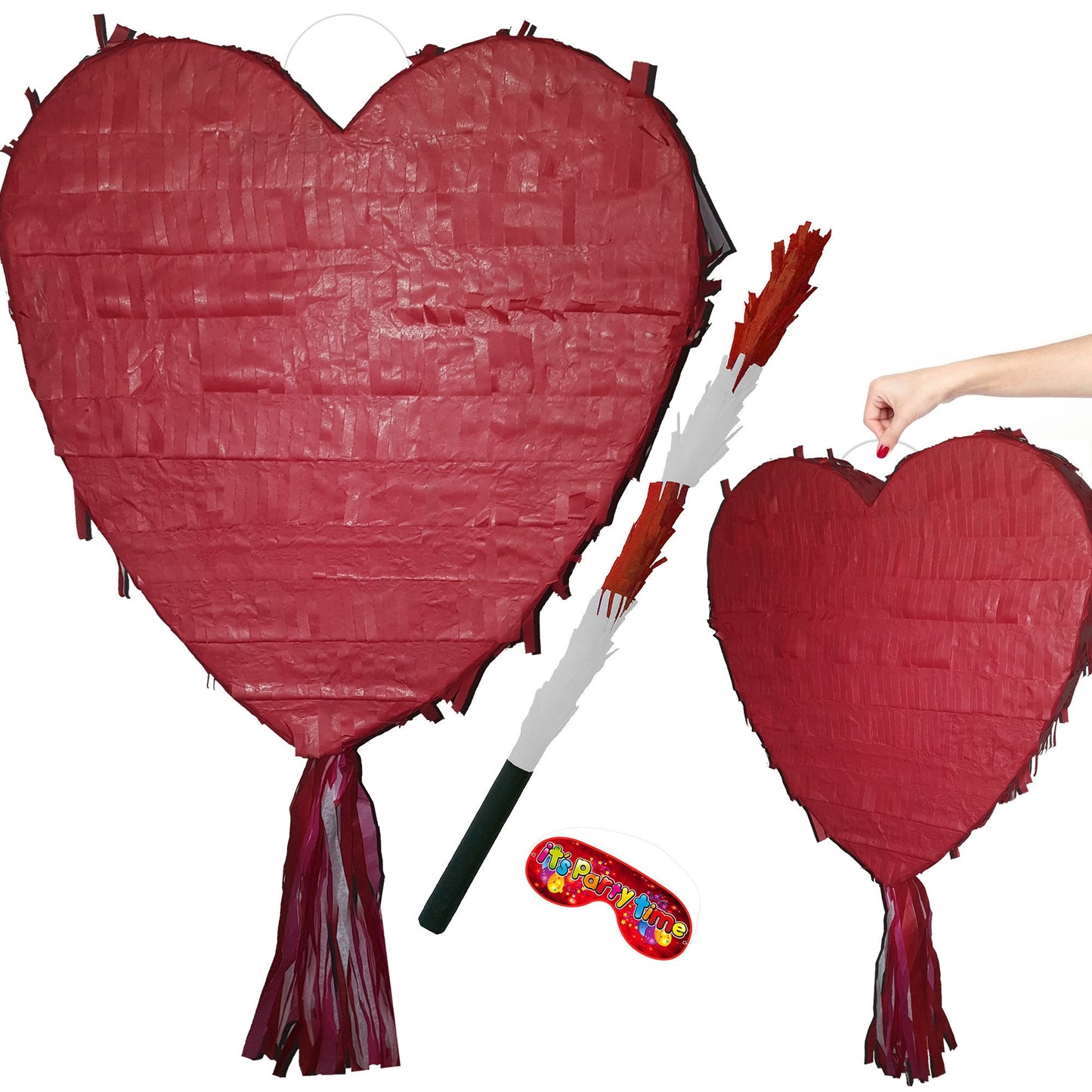 Large Red Heart Pinata with Buster Stick, Party Game