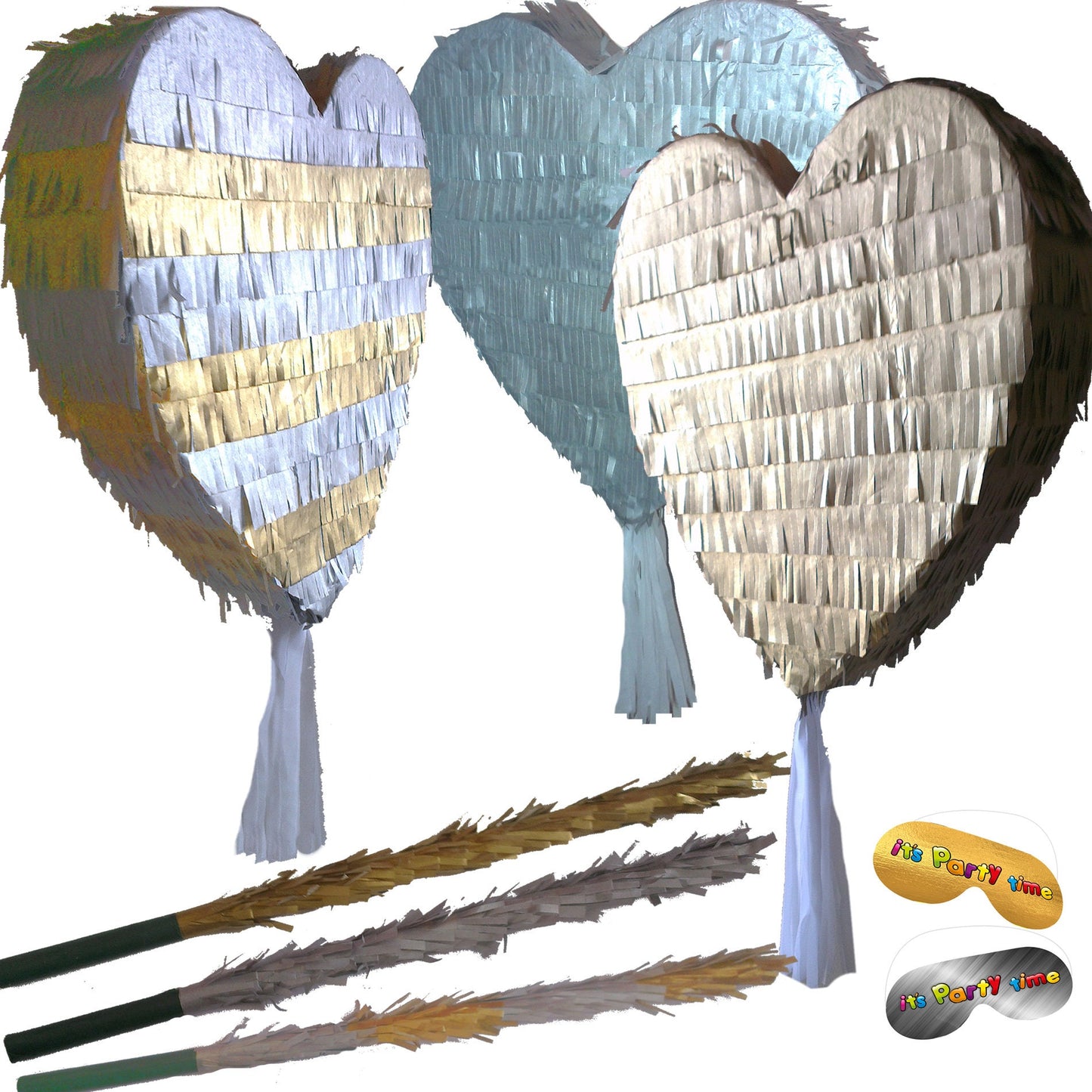 Heart Piñata with Stick and Blindfold, Custom Text Available