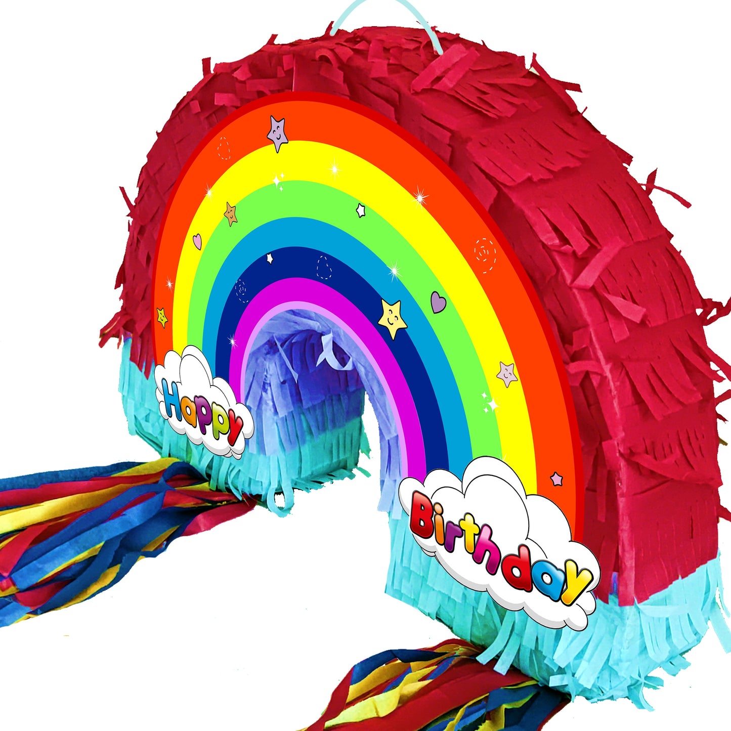 Rainbow Birthday Piñata Set with Stick & Blindfold