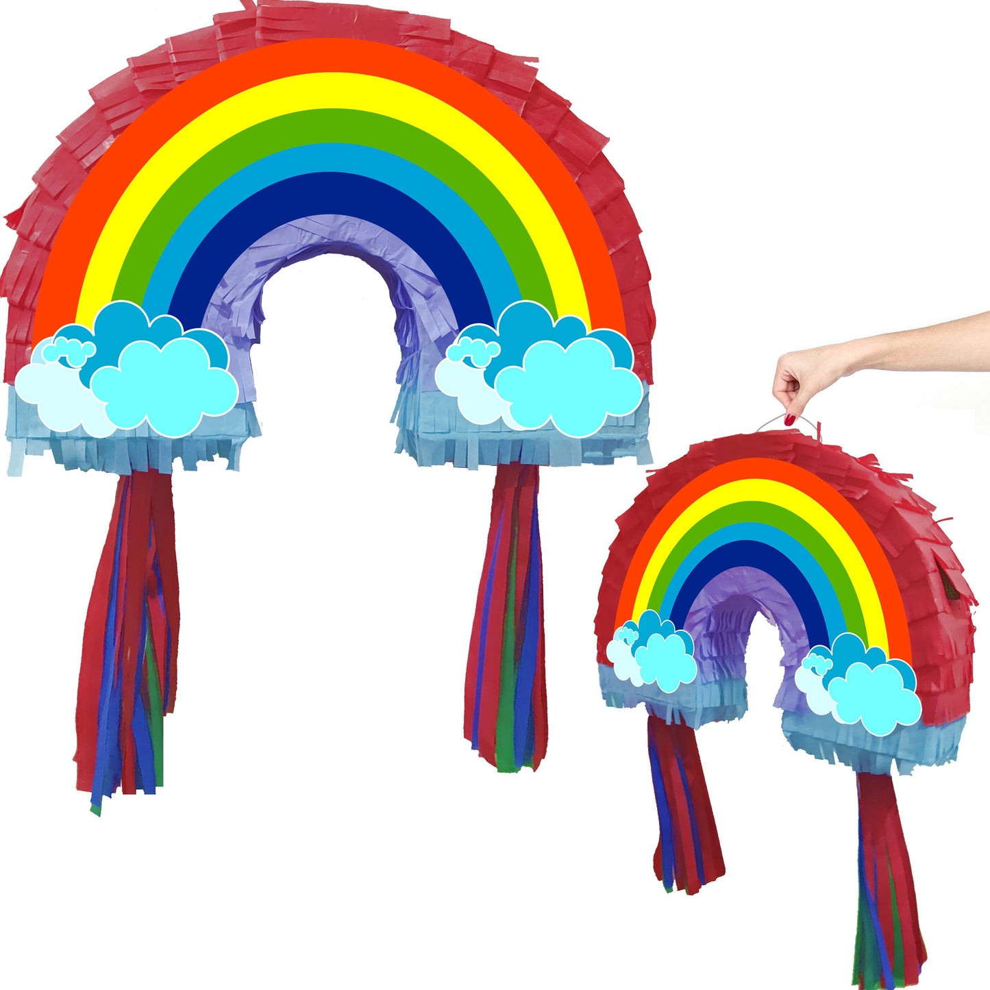 Big Rainbow Piñata with Stick and Blindfold, Party Game
