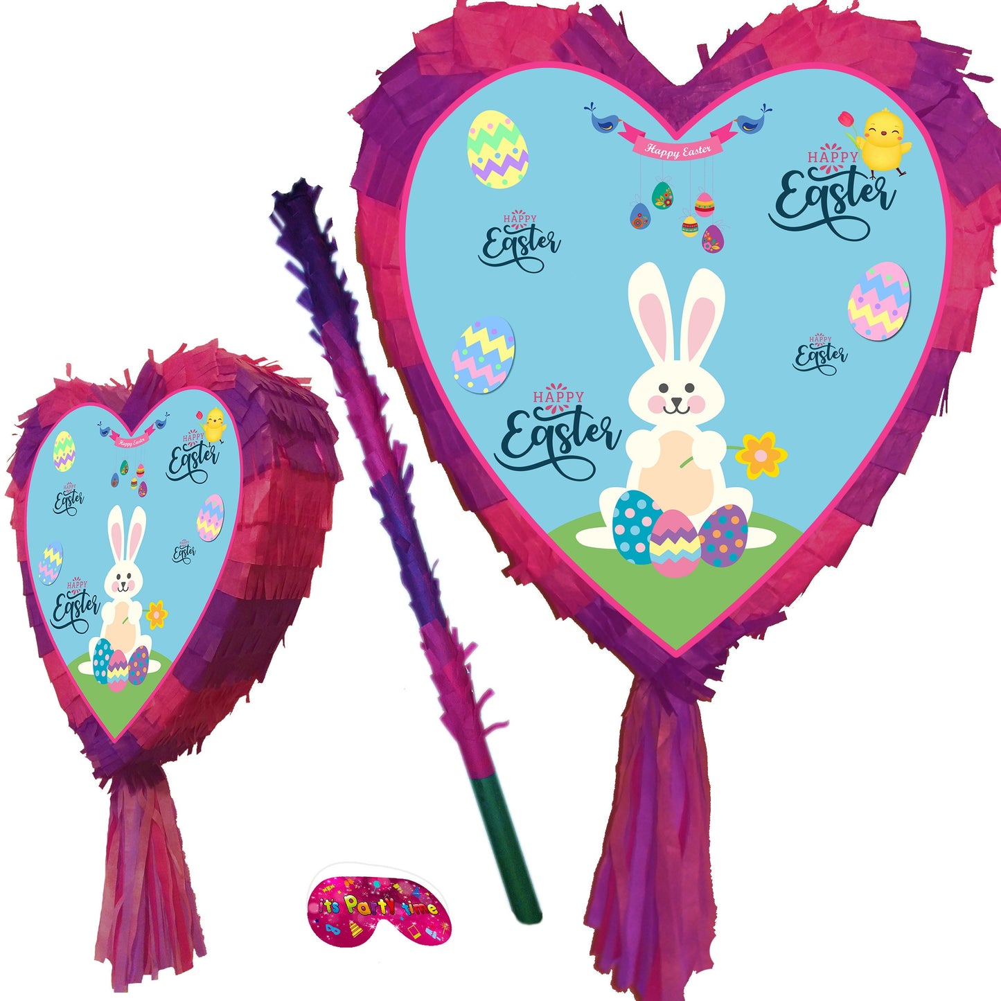Large Heart Easter Pinata with Stick & Blindfold