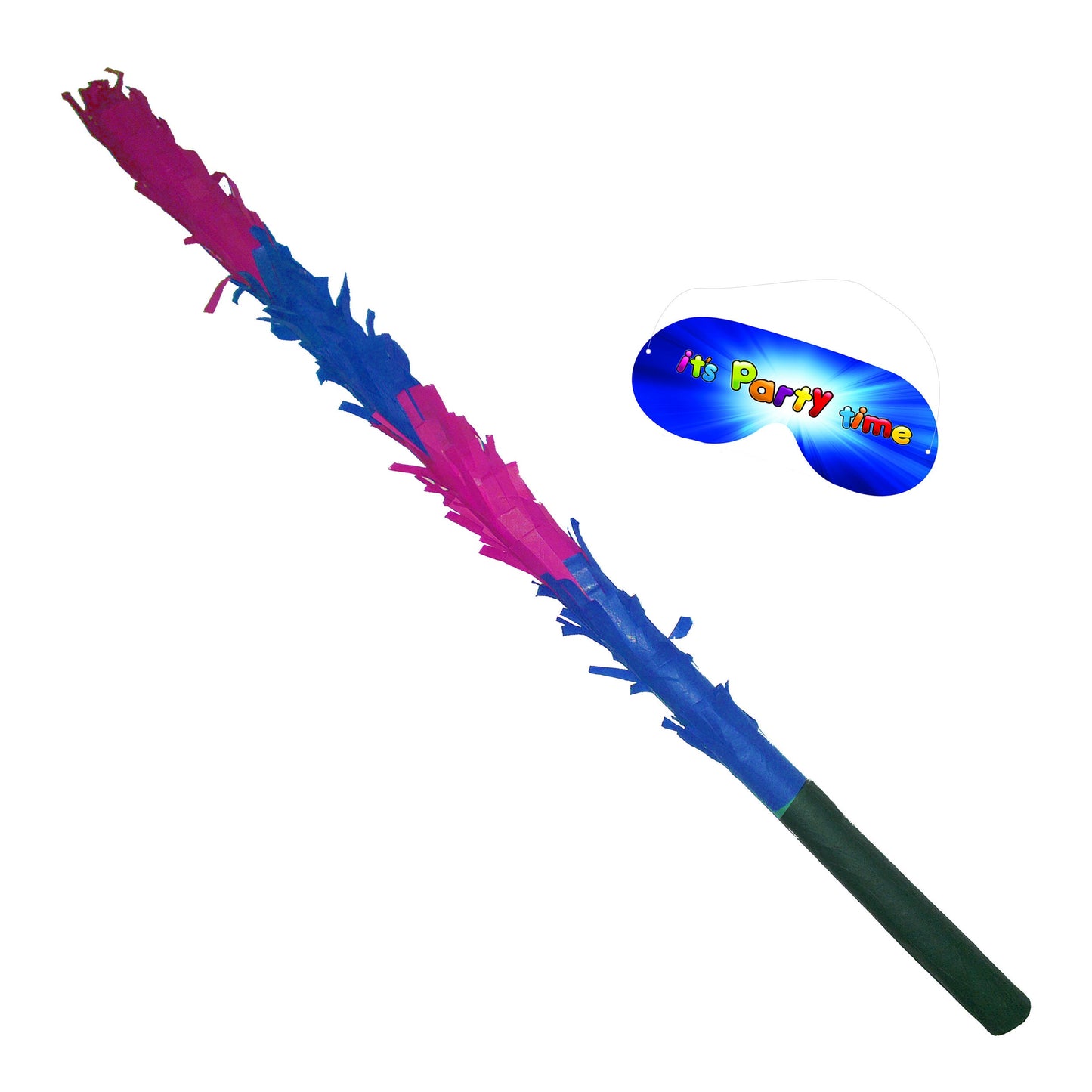 Pink and Blue Piñata Stick with Matching Blindfold