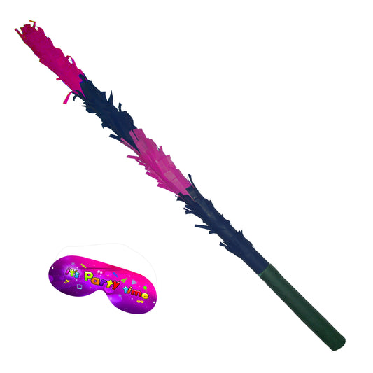 Pink & Black Piñata Stick with Matching Blindfold