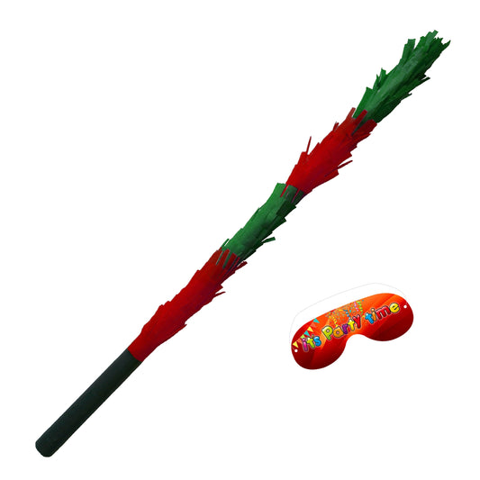 Piñata Stick with Blindfold, Red & Green Smashing Bat