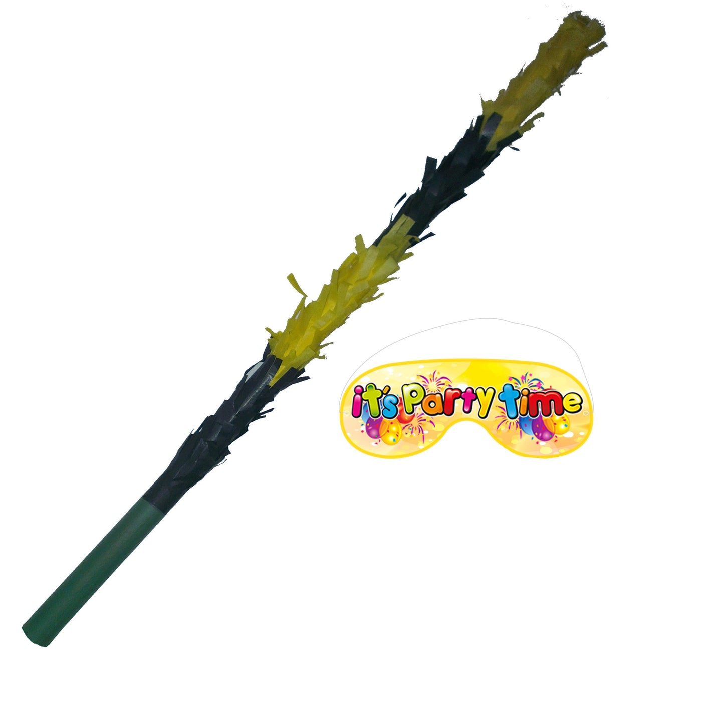 Piñata Stick, Yellow & Black with Matching Blindfold