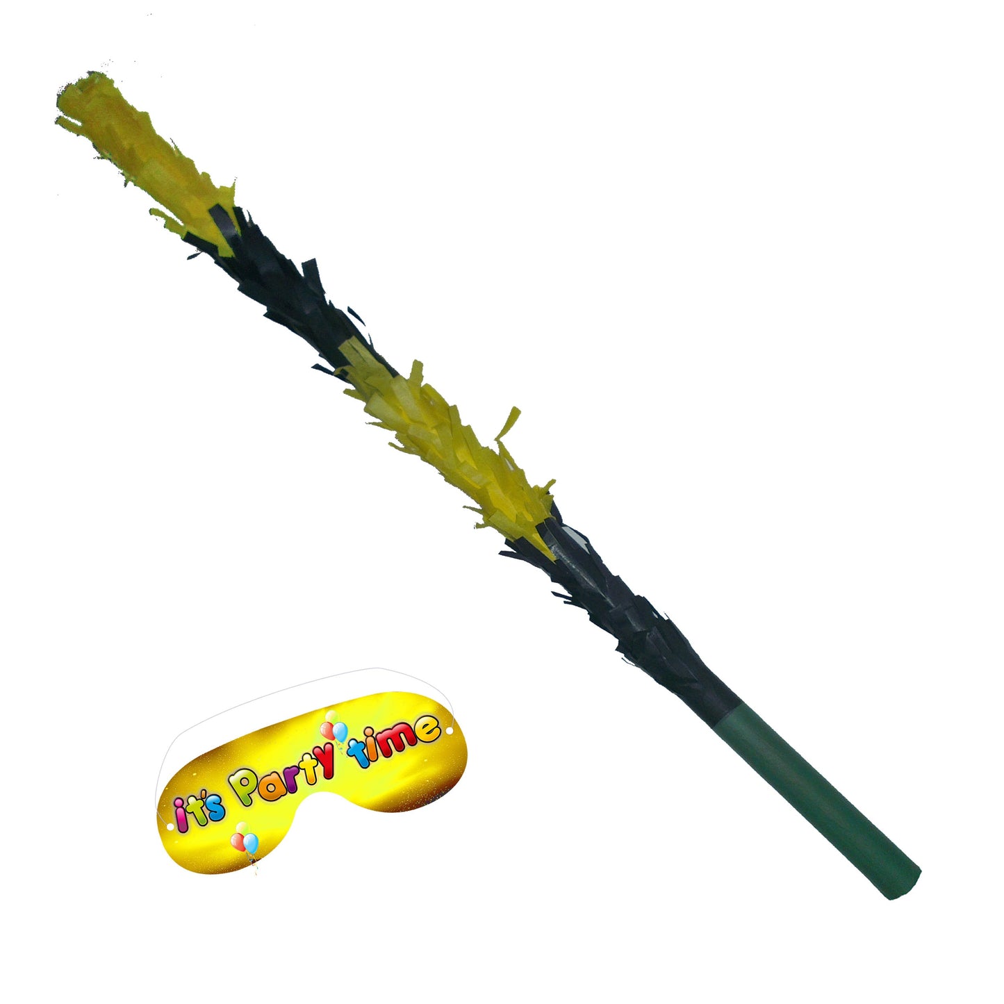 Piñata Stick, Yellow & Black with Matching Blindfold