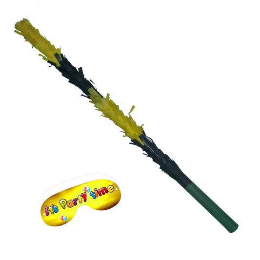 Piñata Stick, Yellow & Black with Matching Blindfold