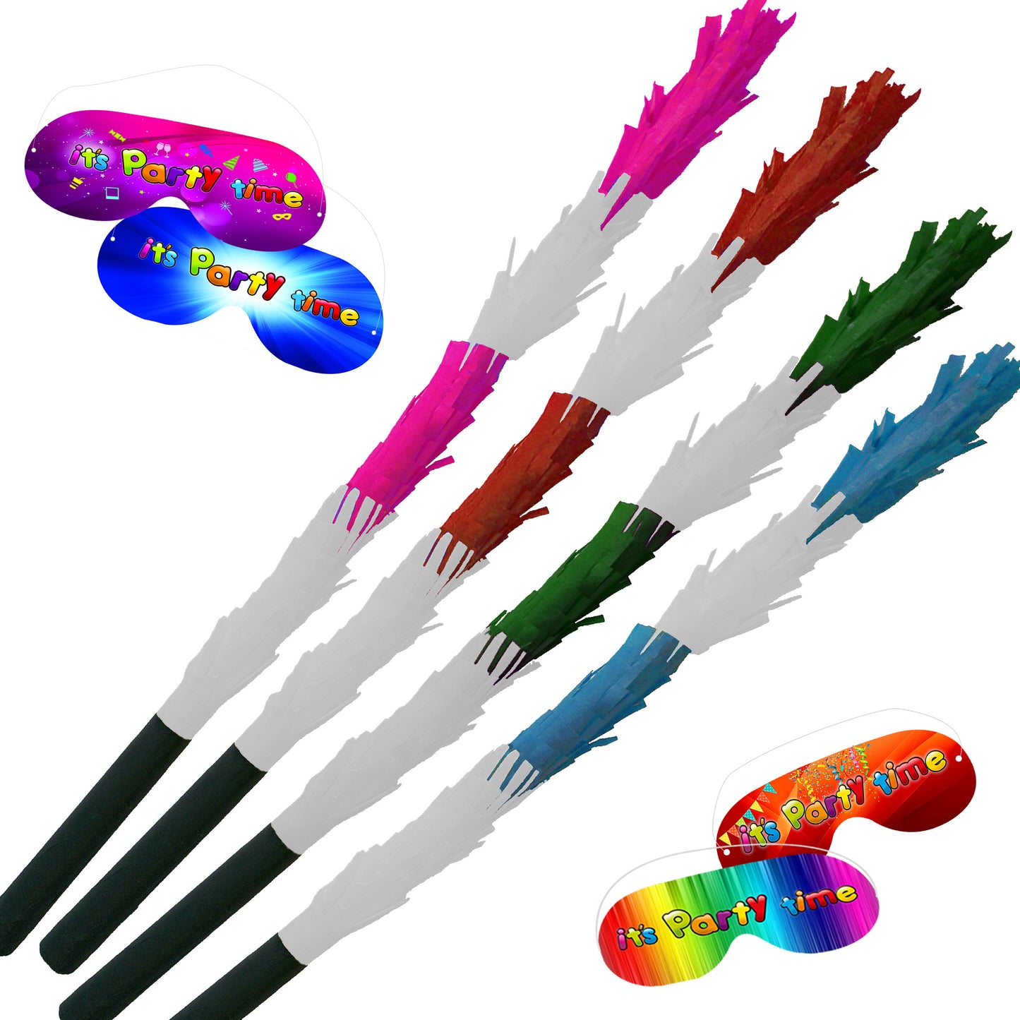 Colorful Piñata Stick with Matching Blindfold, Party Game