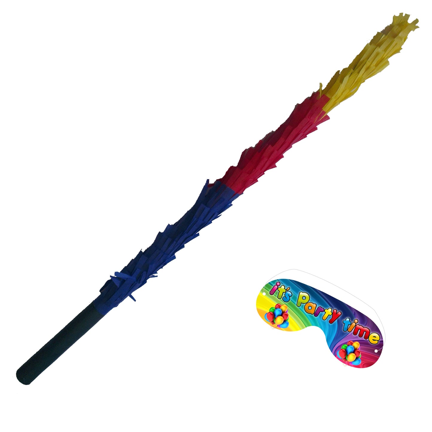 Multicolour Pinata Stick with Matching Blindfold, Kids Party Game