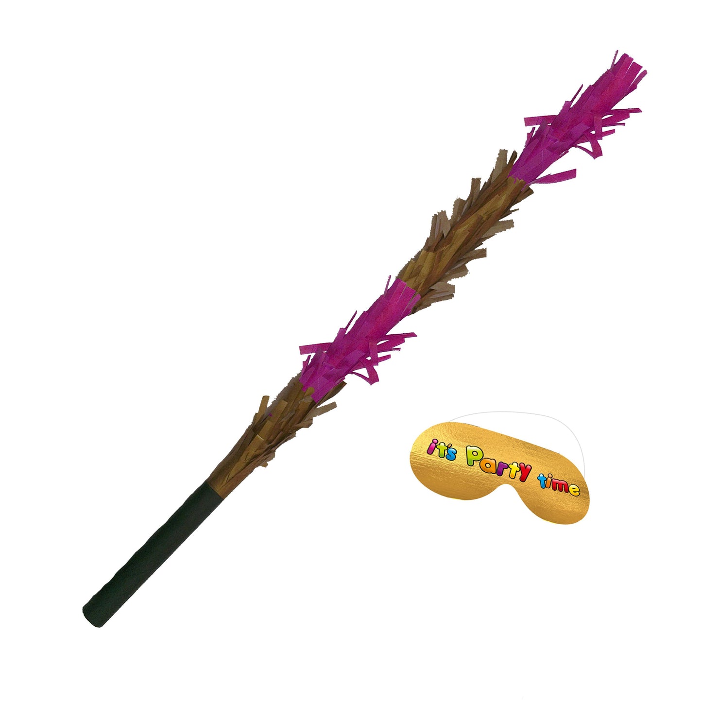 Pink & Metallic Piñata Stick with Blindfold, Kids Party Game