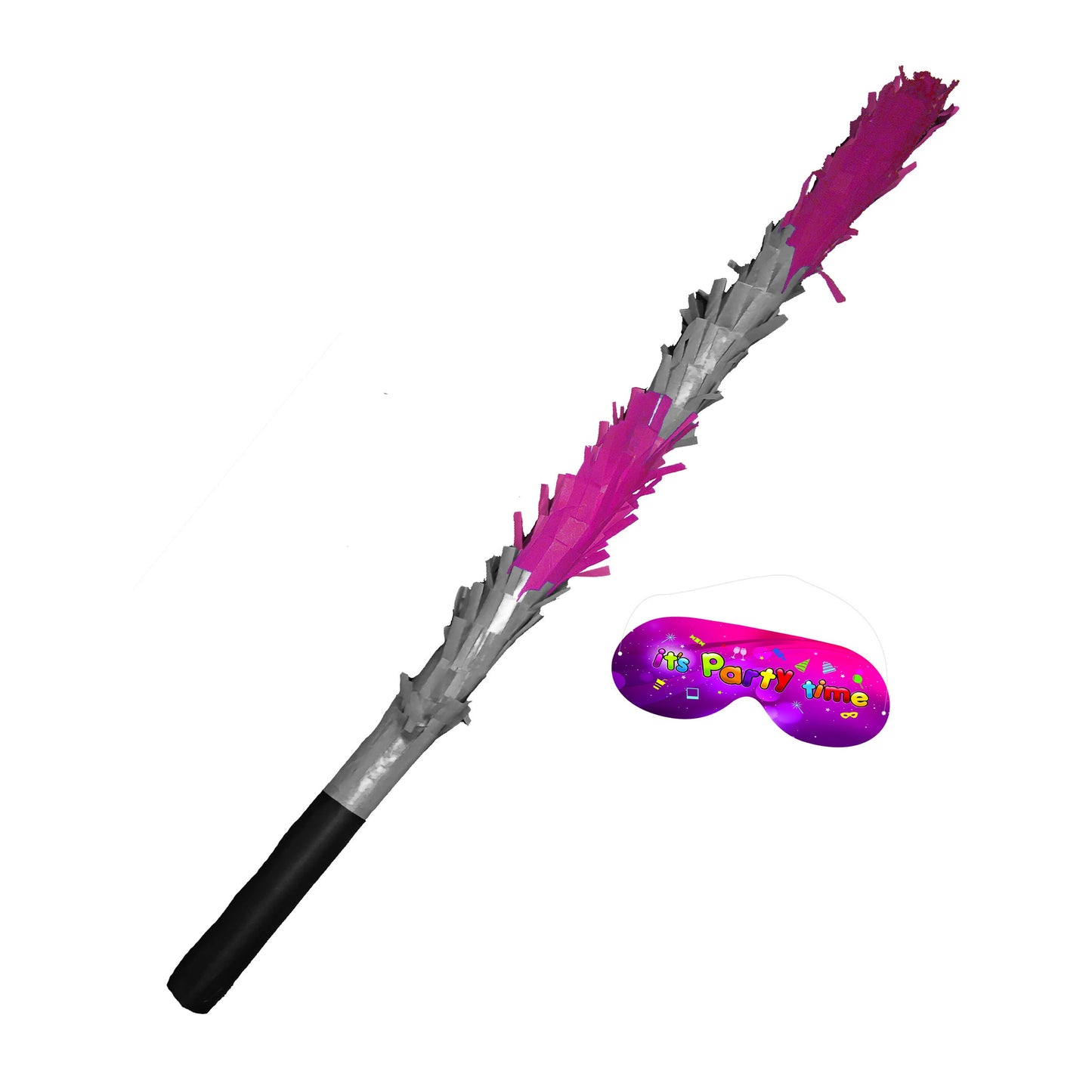 Pink & Metallic Piñata Stick with Blindfold, Kids Party Game