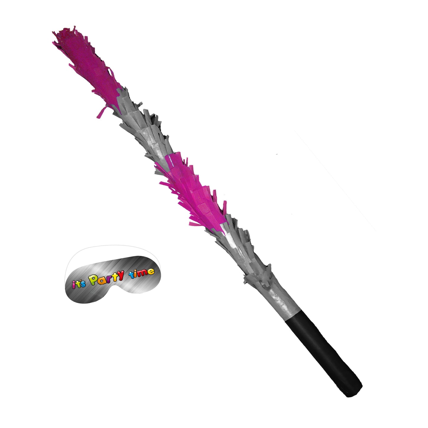 Pink & Metallic Piñata Stick with Blindfold, Kids Party Game