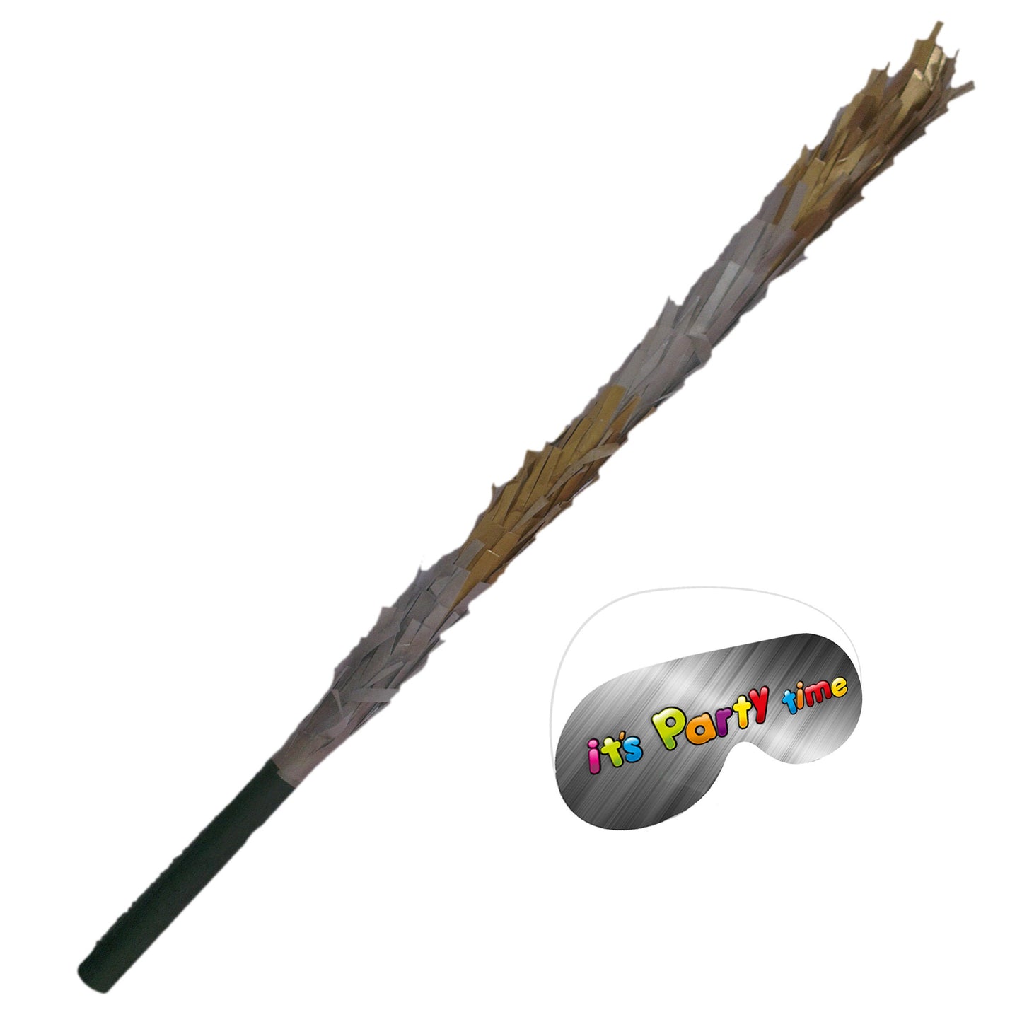 Gold or Silver Pinata Stick with Blindfold, Party Game