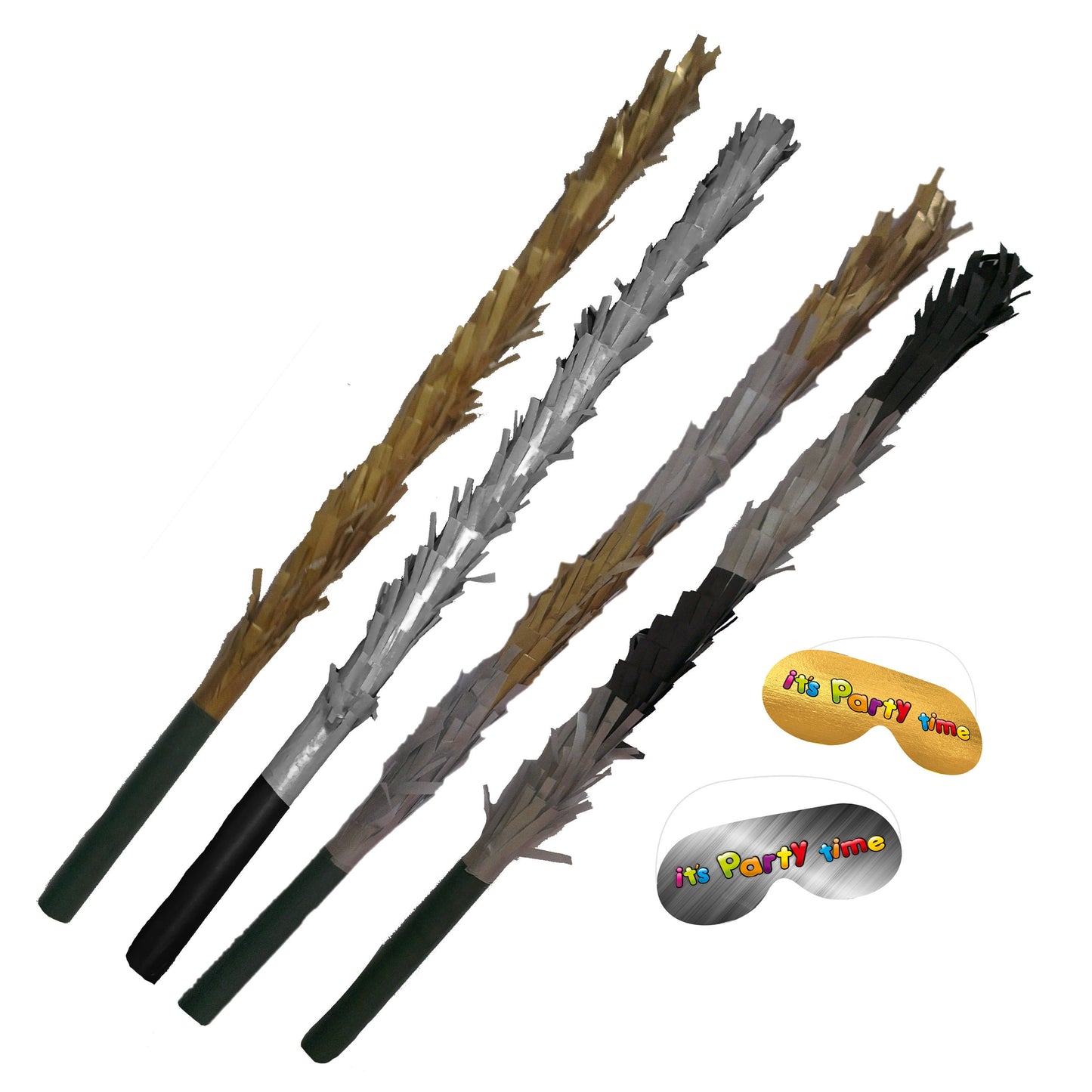 Gold or Silver Pinata Stick with Blindfold, Party Game