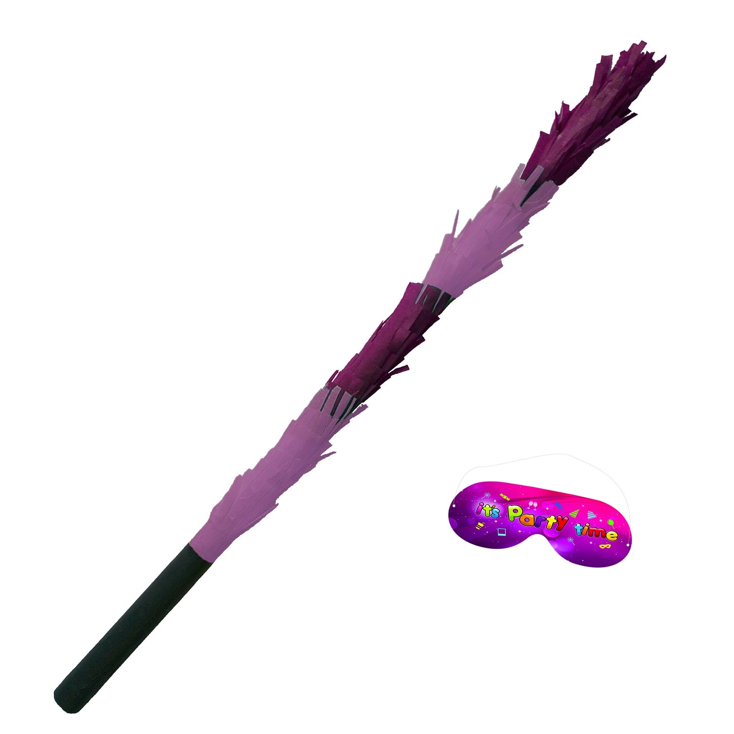Purple Piñata Stick with Blindfold: 50cm Party Game Bat
