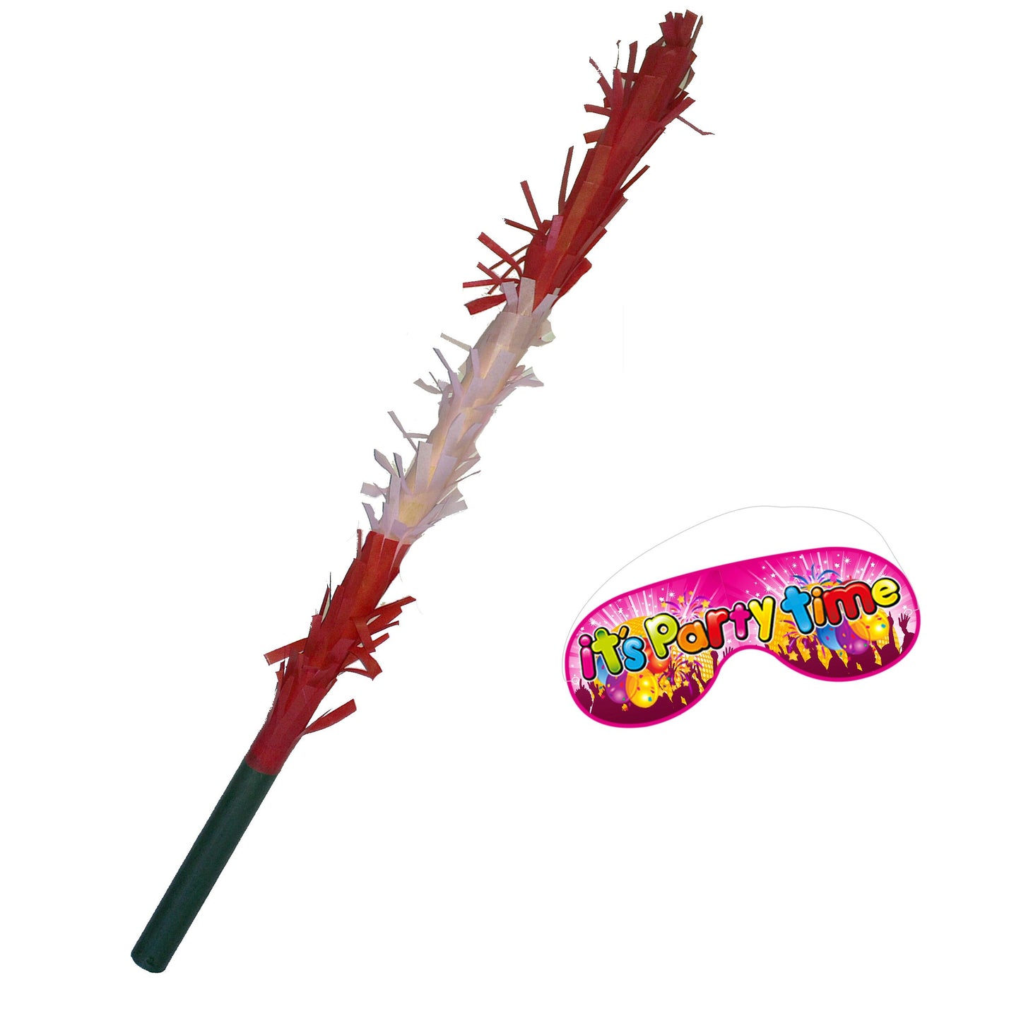 Red & Pink Piñata Stick with Blindfold, Party Game