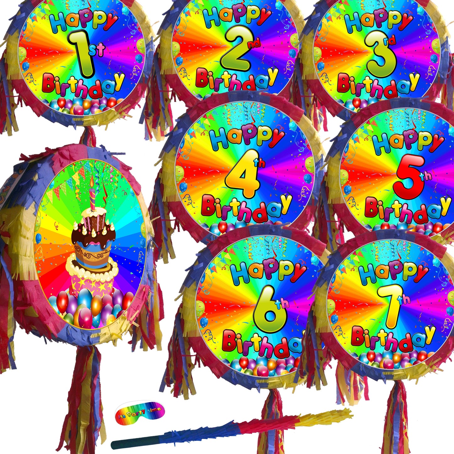 Number Birthday Piñata with Stick & Blindfold, Party Game
