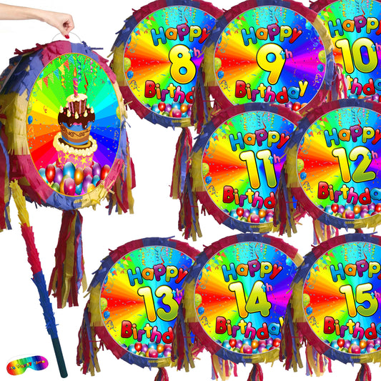 Number Birthday Piñata with Stick & Blindfold, Party Game (UK)