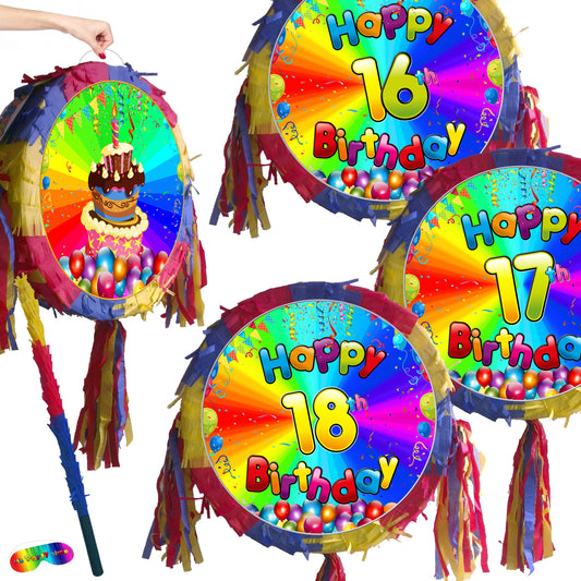 Number Birthday Pinata with Buster Stick & Blindfold, Party Game